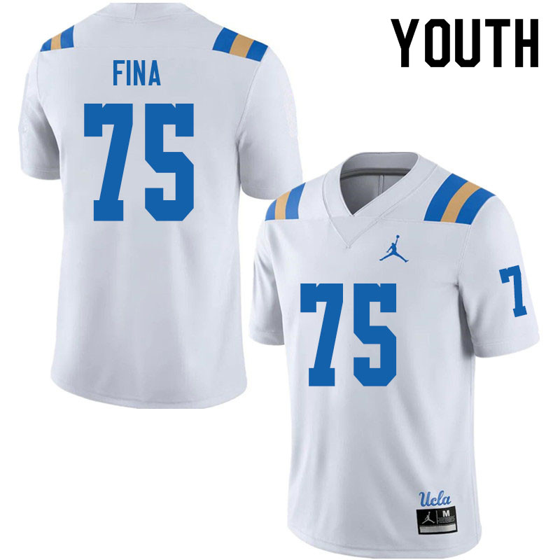 Jordan Brand Youth #75 Bruno Fina UCLA Bruins College Football Jerseys Sale-White - Click Image to Close